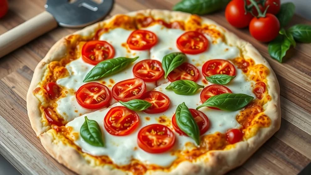 Italiensk paj med mozzarella, tomat och basilika